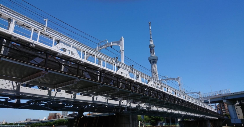 リバーウォークと電車